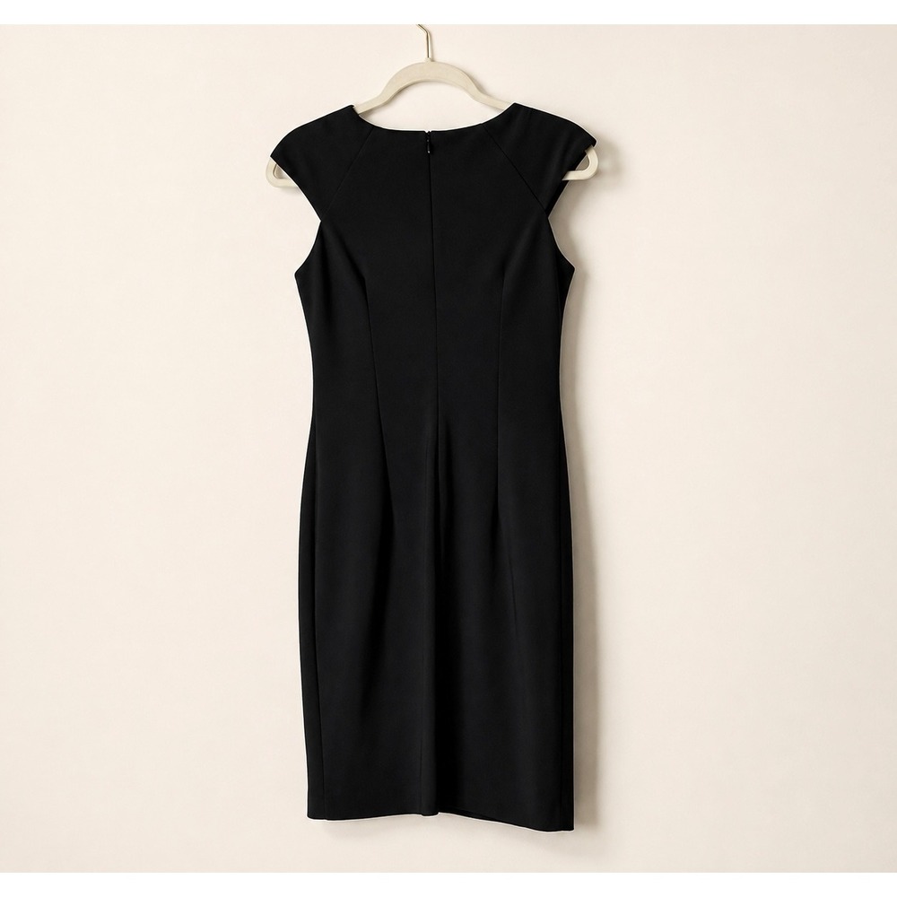 Joseph Ribkoff Sheath Bodycon Dress Size 6 Black Striped Cap Sleeve - Picture 4 of 6